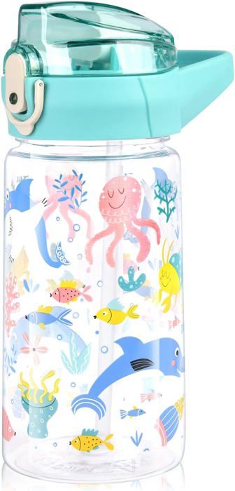 JYPS Gourde Isotherme Enfant, 360ML Gourde Fille Enfant Avec Paille, Gourde Fille Anti-Fuite Sans BPA, Lavable En Lave-vaisselle Inox Pour Ecole, Sport Et Maternelle