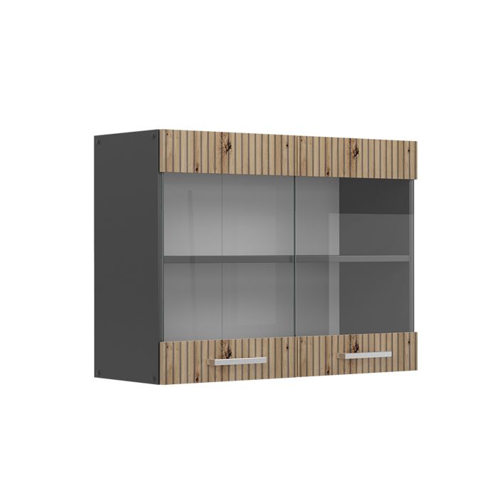 Armoire en verre R-Line 80cm Chêne Artisan/Anthracite Vicco 49098