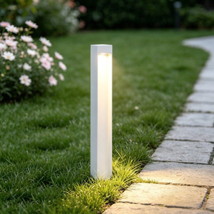 Mai & Mai Lampe sur Pied Extérieur Lapme Blanc Lumière Extérieure 60x60x600mm Eclairage Extérieur IP65 Desgin BaldersLights