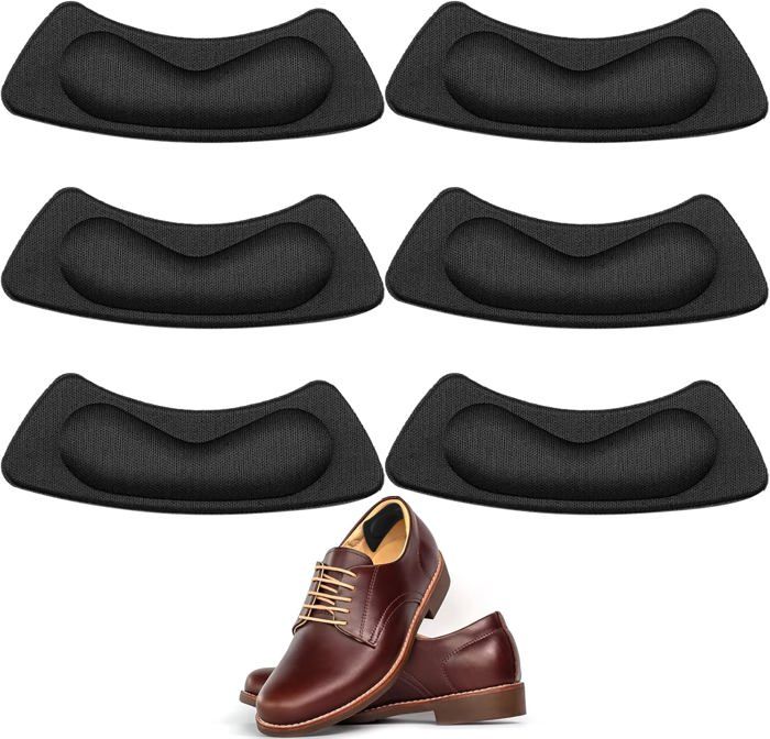 COMNICO Lot De 4 Paires De Coussinets De Talon - Pour Chaussures Trop Grandes, Protection Ampoules, Antidérapants - Noir/abricot