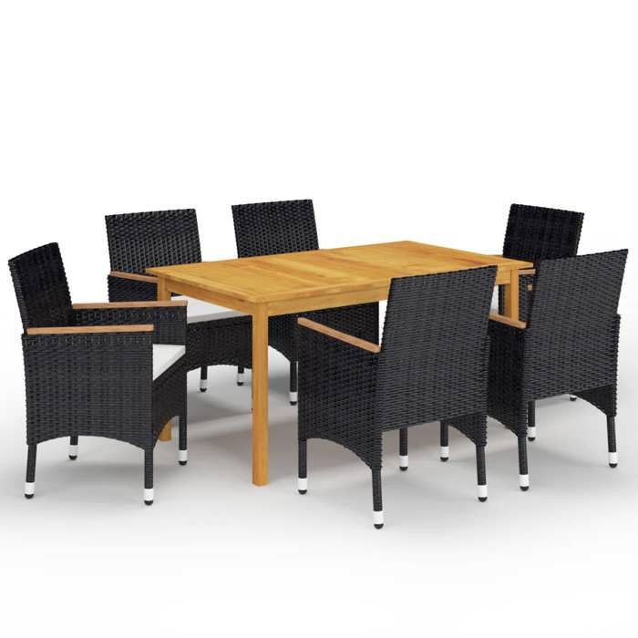 vidaXL Ensemble de Salle à Manger de Jardin 7 pcs Mobilier à Dîner de Terrasse Salon de Jardin Table et Chaises de Repas de 3060259 - vue 10