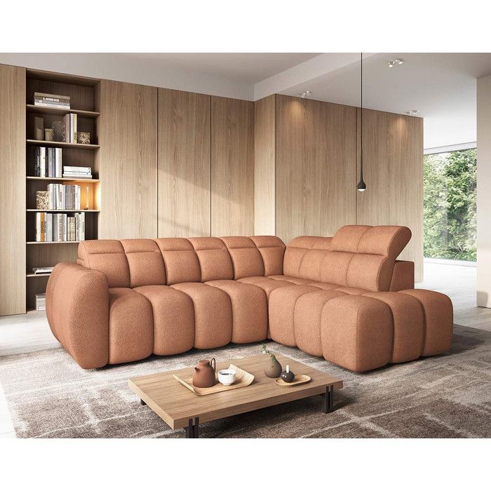 Canapé D'angle Gardenia - Vert - Relax électrique - Coffre Rangement - 5 Places - 258 Cm
