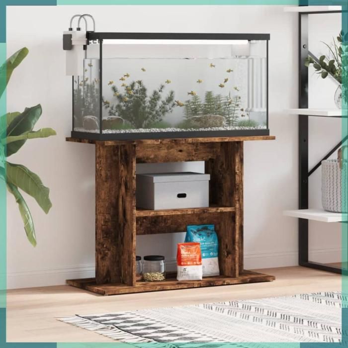 Comparer les prix de ASHATA Support pour aquarium chêne fumé 80x35x60 cm bois dingénierie -FHE833580
