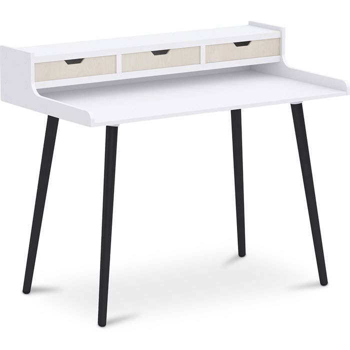 Bureau en bois Design style scandinave - Amund Bois Naturel / Blanc ...