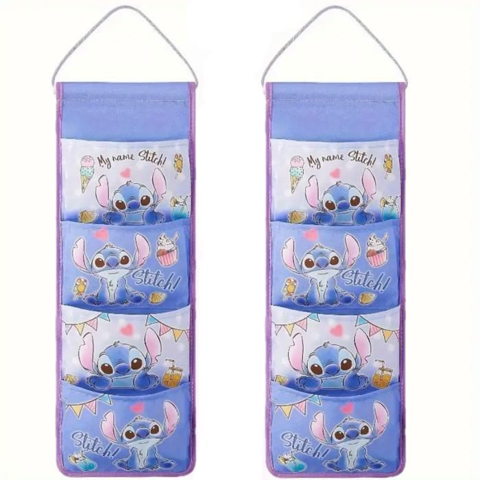 2PCS Rangement Suspendu Stitch 54*20 cm Organisateur Suspendu Sac de Rangement Suspendu Salle de Bain pour Chambre denfant