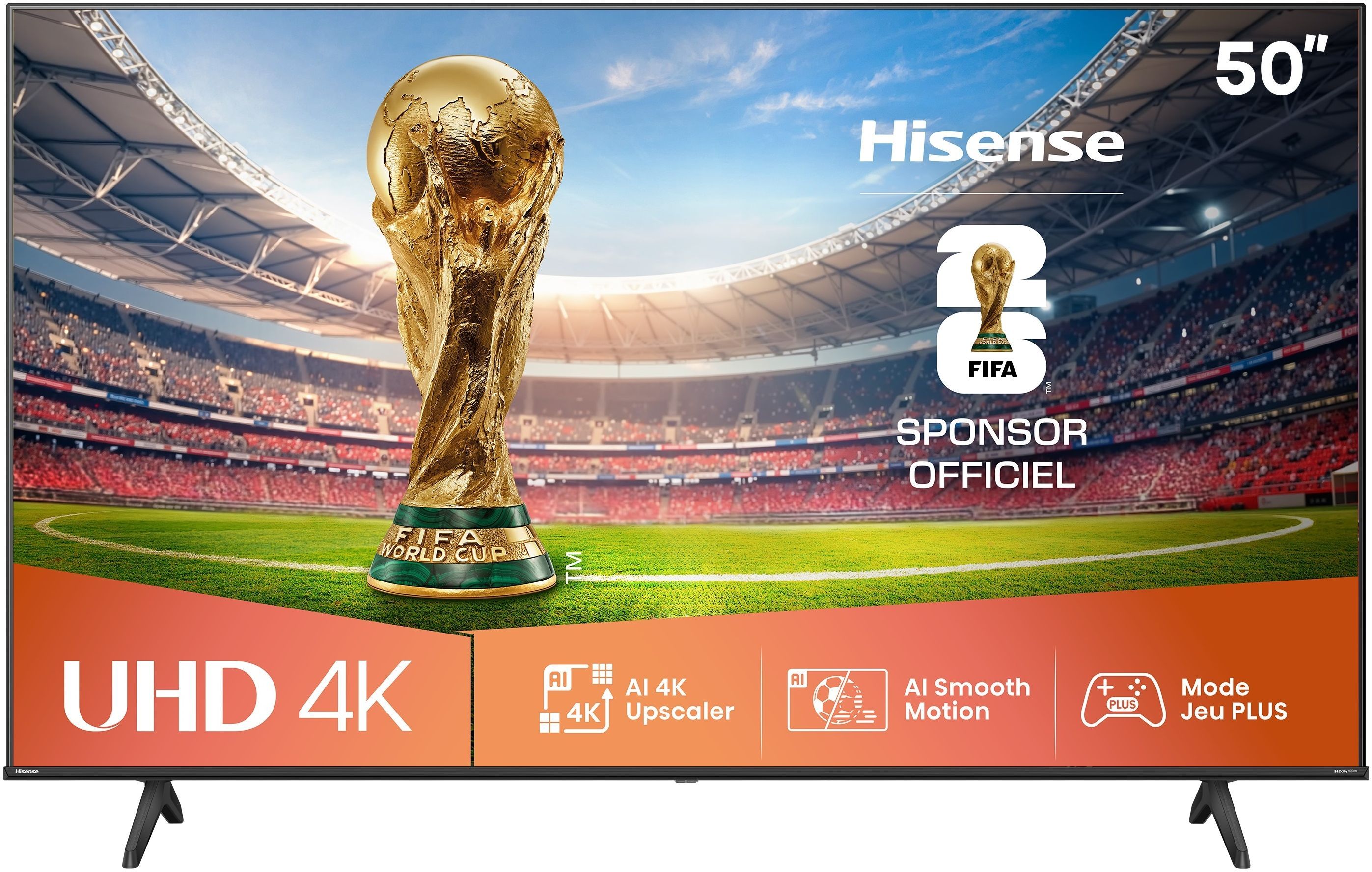 Hisense 50A6Q - TV LED 50 (126 cm) - 4K UHD 3840x2160 - HDR10+ - TV connecté - 3xHDMI 2.1 - WiFi