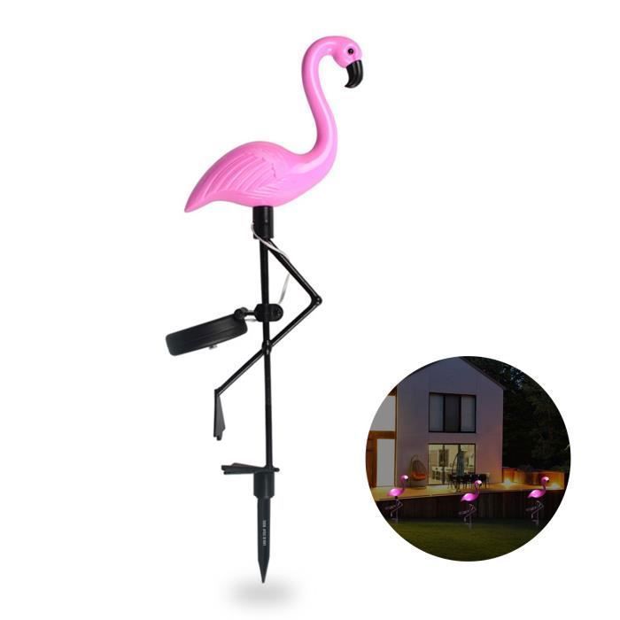 TD 1 x Lampe solaire jardin allée extérieur 1 2 V 300 mAh AA flamant rose décoration lanterne pelouse LED bonne économie Label