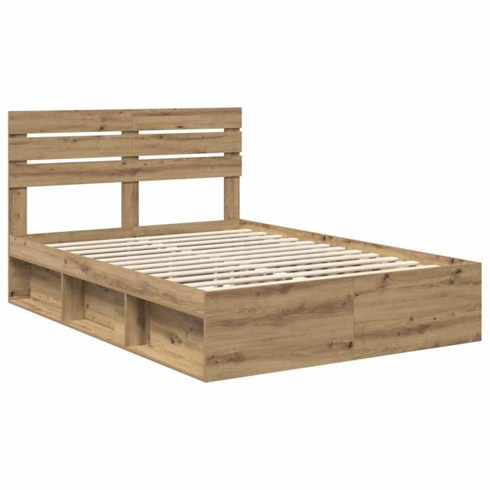 MOT4931-Cadre de lit Chêne artisan 140 x 190 cm Pin massif