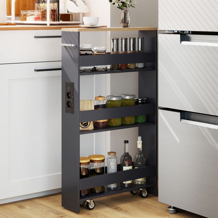 Meilleures Chariot de rangement étroit 4 niveaux, desserte chêne fumé - shop97079380 - Bricolage Meilleures Chariot de rangement étroit 4 niveaux, desserte chêne fumé - shop97079380 - Bricolage