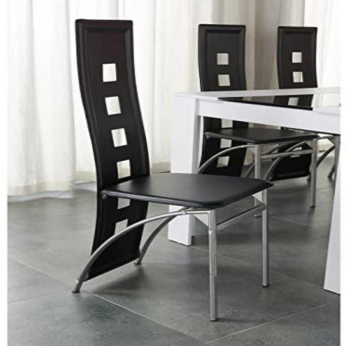 YQINGMAOY - CHAISE ÉCOLOGIQUE - COUTURES PRÉCISES - LOT DE DEUX - 42*42.5*101.5 CM - NOIR PUR