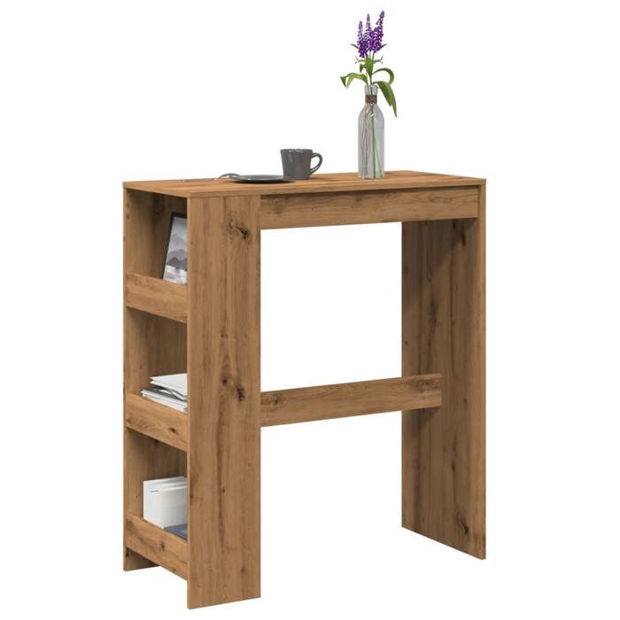 Table de bar avec étagères - vidaXL - Chêne artisanal - Bois dingénierie - 90x40x1035 cm - 3 étagères