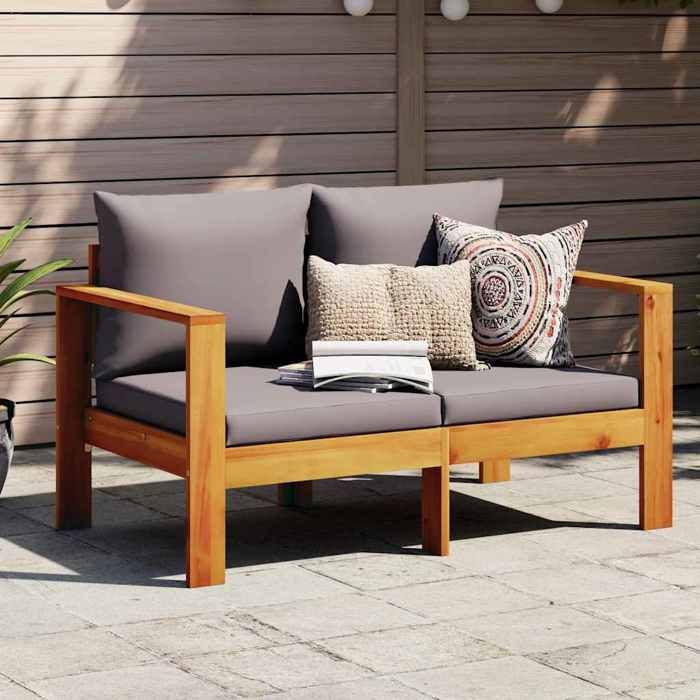 SALE 2026 Siège DE JARDIN Brun - Canapé de jardin avec coussins 2 places bois massif dacacia PRO486698503