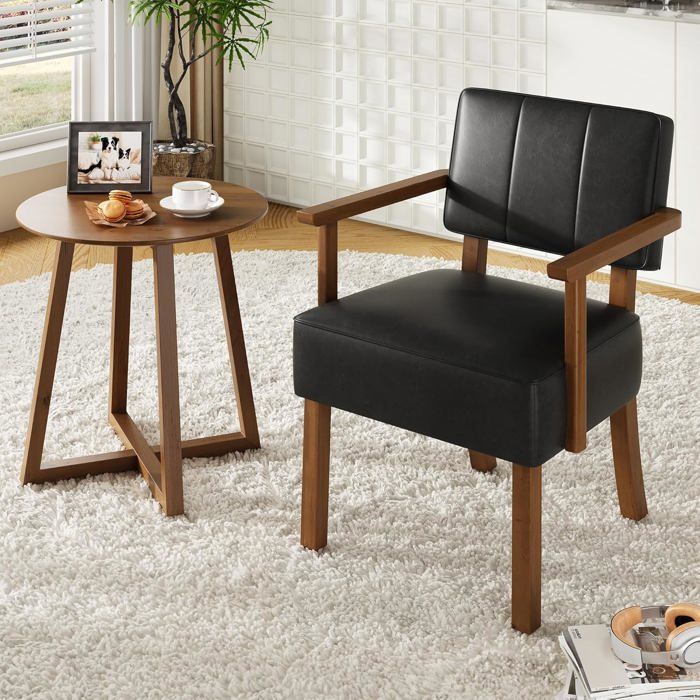 Fauteuil lounge - LUNSY - Design mid-century - Coutures verticales - Ergonomique - Rembourrage haute densité