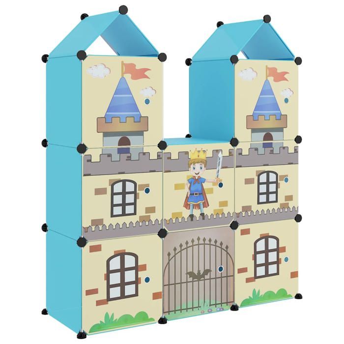 Promotion FévrArmoire de rangement pour enfants - Black Month - Étagère De Rangement - avec 8 cubes Bleu PP FR60379359