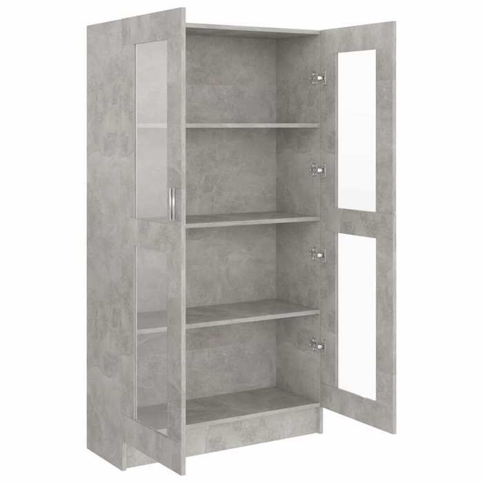 Remise 2026®Cabinet de salon Gris - Armoire à vitrine - gris béton - 825x305x150cm - stockage livres - Bois dingénierie 638 55