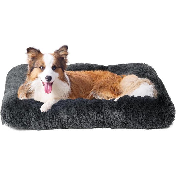 Panier Chien Grande Taille 90X60Cm Coussin Anti-Stress Moelleux Lavable et Antidérapant Gris Foncé - L 90 x l 60 x H 9 cm