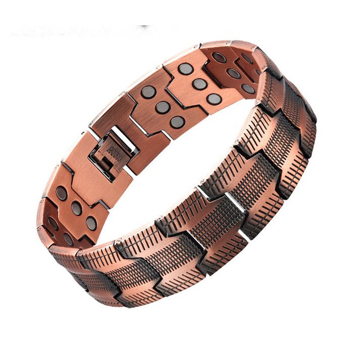 XJYDNCG Bracelet Homme en Cuivre Antique Style Pneu Magnétique avec Aimants - Couleur cuivre