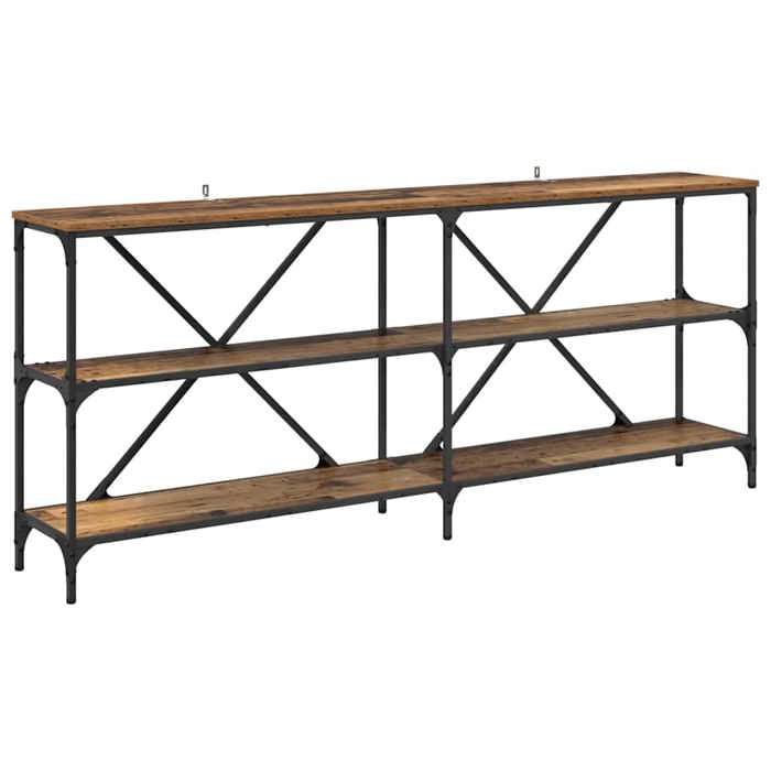 Marron Table console 1 PC - JMS - Cadre industriel - pour couloir - Bois ancien 180x30x75 cm Bois dingénierie T7775
