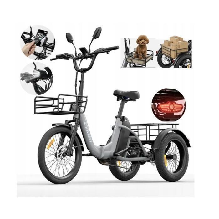 Tricycle électrique - CYSUM - AG1 Pro - 750W - 48V 20Ah 80km - Cadre aluminium pliable