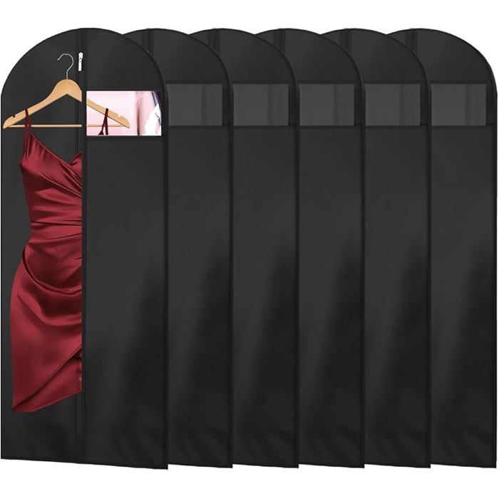 6PCS Housse Robe de Mariée Pliable Anti Poussière Humidité Housse Noir-6pcs 140x60cm 140x60cm Housses de Vête HOUSSE DE RANGEMENT