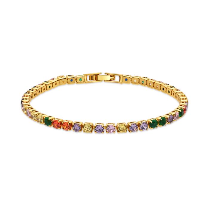 Bracelet - LUXENTER - Jyamia - Finition or jaune 18 carats - Zirconium multicolore - Longueur 18 cm Bracelet - LUXENTER - Jyamia - Finition or jaune 18 carats - Zirconium multicolore - Longueur 18 cm