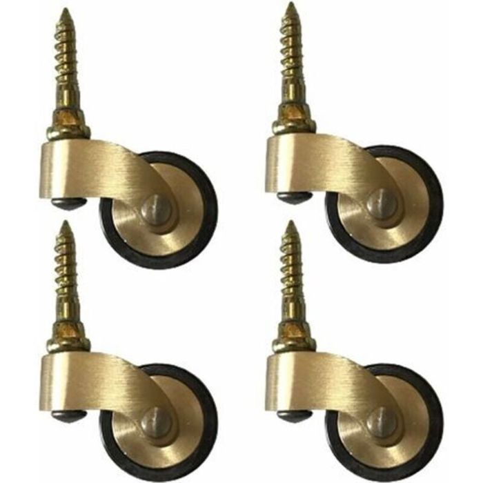 Roulette en laiton massif 25mm – Charge 150kg – Tige filetée pour pieds de piano canapés tables – Lot de 4 pièces