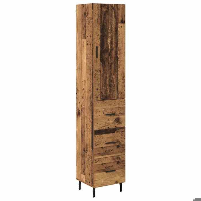 Armoire haute - vidaXL - meuble colonne - bois dingénierie - bois ancien - 34 5 x 34 x 180 cm - 1 porte à charnières{xjw99w}