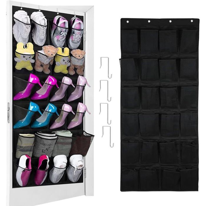 Porte Chaussures Suspendu Rangement Chaussures Porte 24 Poches Rangement Chaussures Suspendu Rangement Chaussure à 24 Poches noir