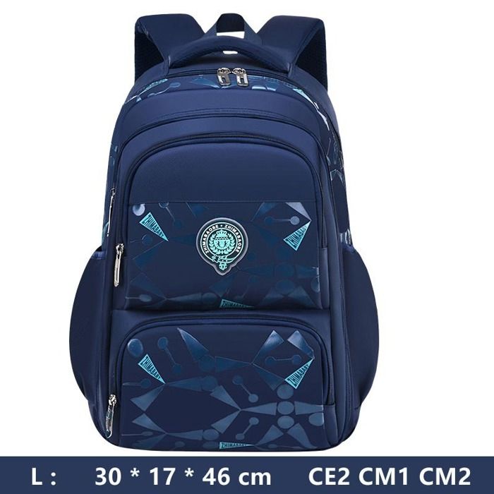 Cartable Primaire Garçon Fille Oxford Imperméable Sac à Dos Scolaire Pour Enfants CE2 CM1 CM2 Léger Multi-poches - L - Bleu