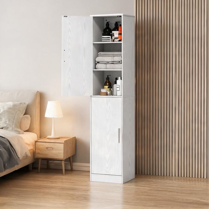 Colonne De Salle De Bain Armoire De Salle De Bain en Panneau de particules Blanc 40 x 35 x 180 cm