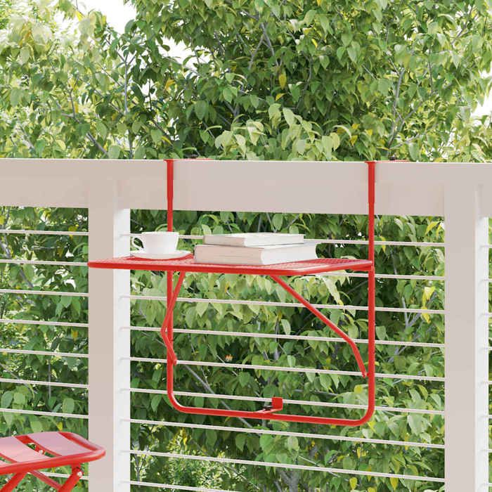 Table de balcon Rouge 60x40 cm Acier - Table de salle à manger &3450