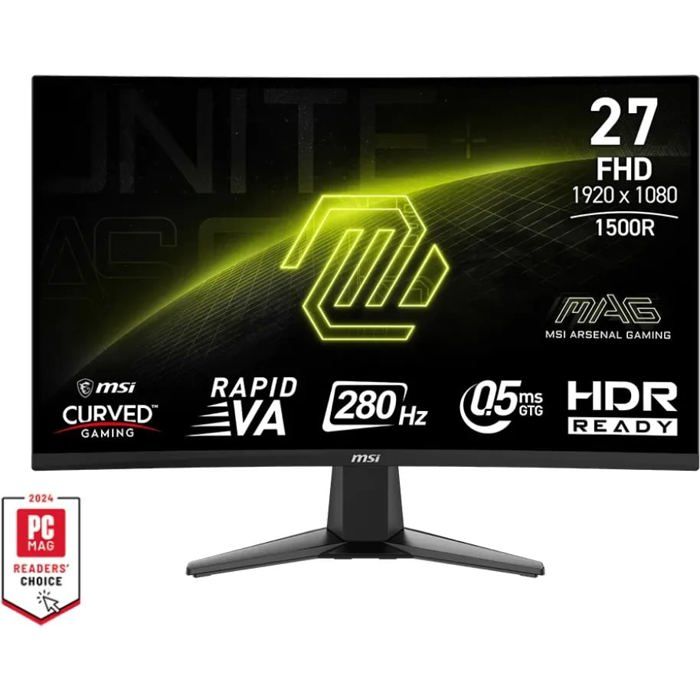 Écran PC MSI MAG 276CXF 27 Full HD 280Hz Rapid VA Courbe HDR Antireflet 0 5ms - vue 1