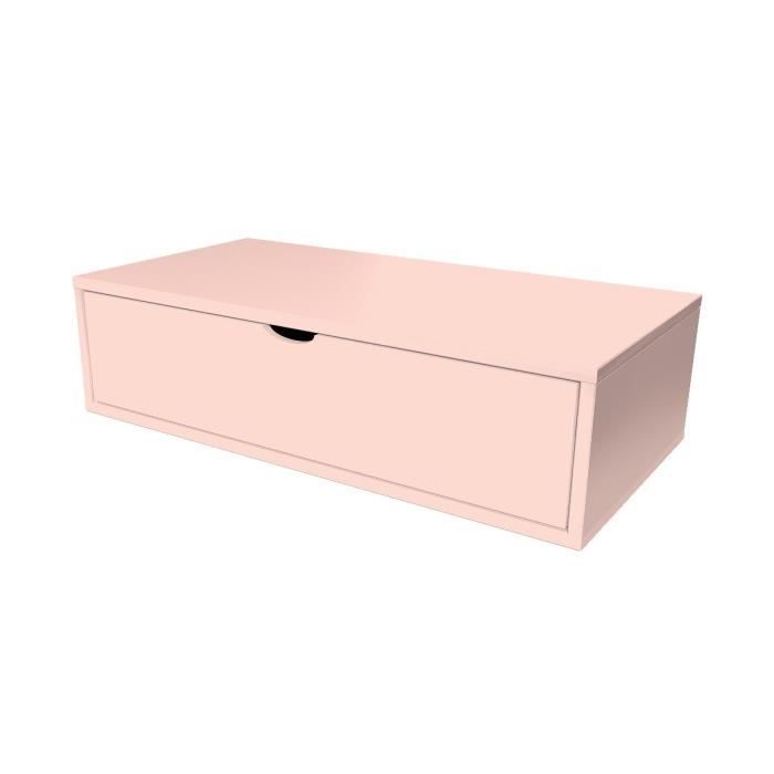 cube de rangement longueur 100 cm + tiroir - couleur - rose pastel