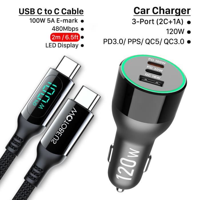 US-noir-120W-Chargeur rapide USB Type C pour téléphone portable, chargeur  GaN, 6 ports, PD,3.0 - Cdiscount Téléphonie