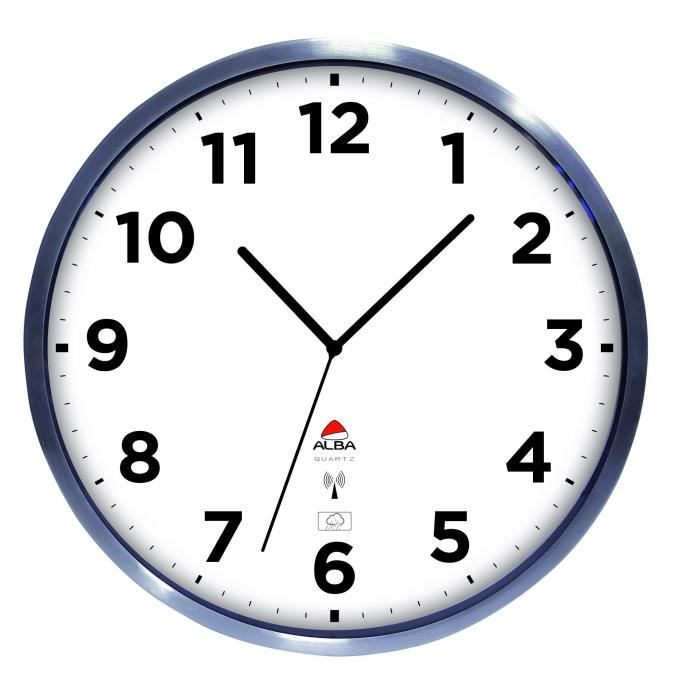 ALBA Horloge à Led Horled Cadre Plastique Noir Lentille En Verre D30cm Affichage Numérique Rouge