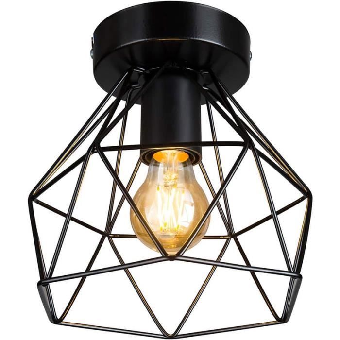 Suspension plafonnier lampe rétro lampe de plafond noire douille E27 20 5 x 21 5 cm ampoule non incluse