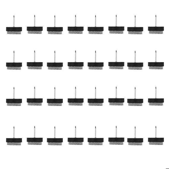 Patins pour meubles VOCOSTE 17mm Dia Patins Feutre Pied à clouer Chaise Table Anti-bruit Anti-rayures Anti-dérapant Noir 32Pcs