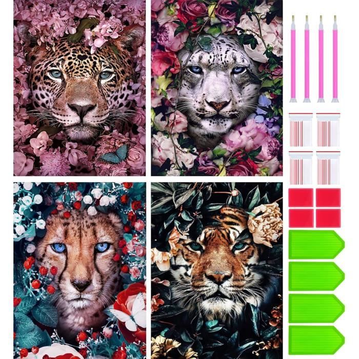 Kit Diamond Painting Tigre 5D Pour Adultes - Toile 30x40 Cm, Motif Bête Dans Grotte, Art Diamant Complet