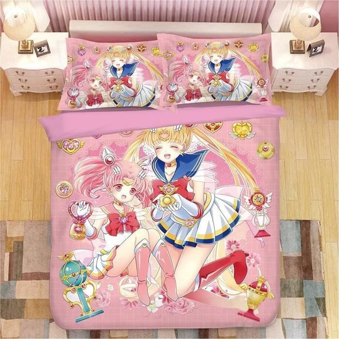 Parure De Lit Sailor Moon | Housse De Couette Et Taie D'oreiller, Coton Tencel, Imprimé 3D, Tailles Simple/Double/King