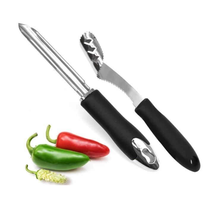 Lot De 3 Dénoyauteurs De Poivrons En Acier Inoxydable - Pour Enlever Les Graines Et Le Pédoncule - Cuisine Pratique