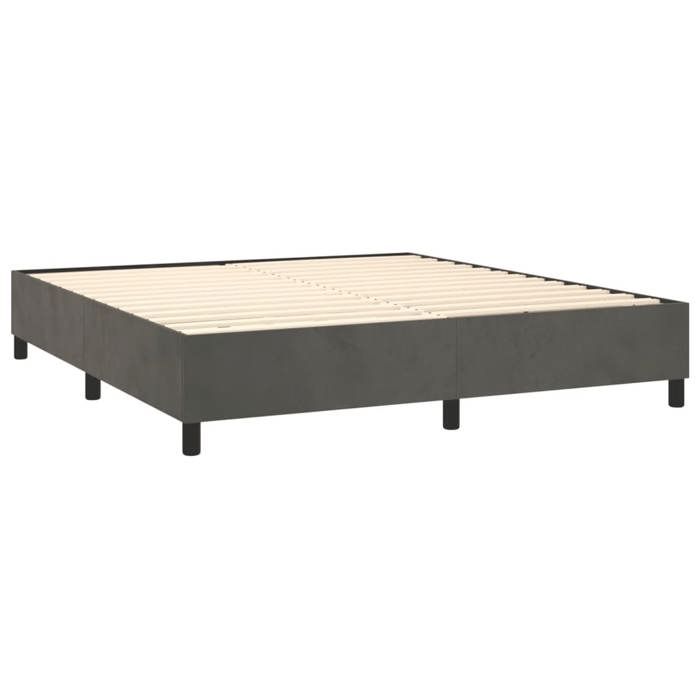 Sommier a lattes sur pieds cadre de lit 160x200 cm tissu velours gris fonce TDL0207123 Sommier a lattes sur pieds cadre de lit 160x200 cm tissu velours gris fonce TDL0207123