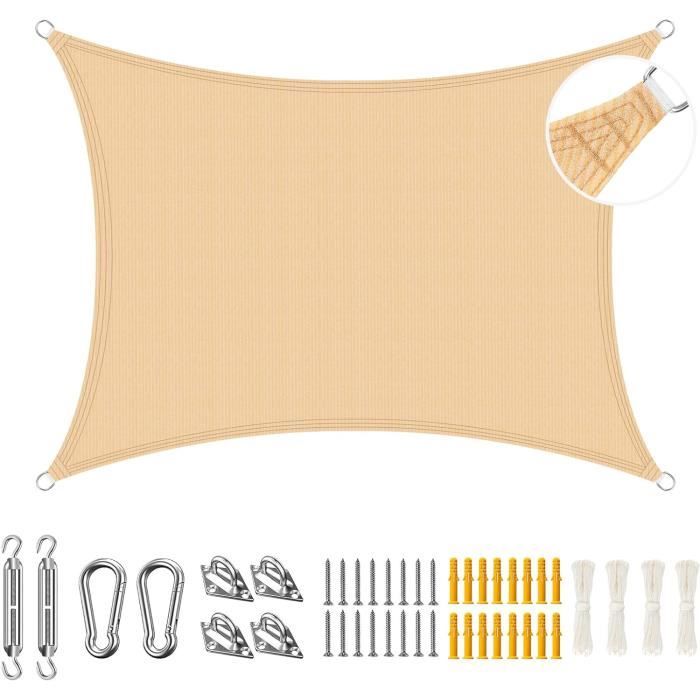 Voile D'ombrage Avec Câbles De Fixation Basic Carré 3 X 3 M Bandes
