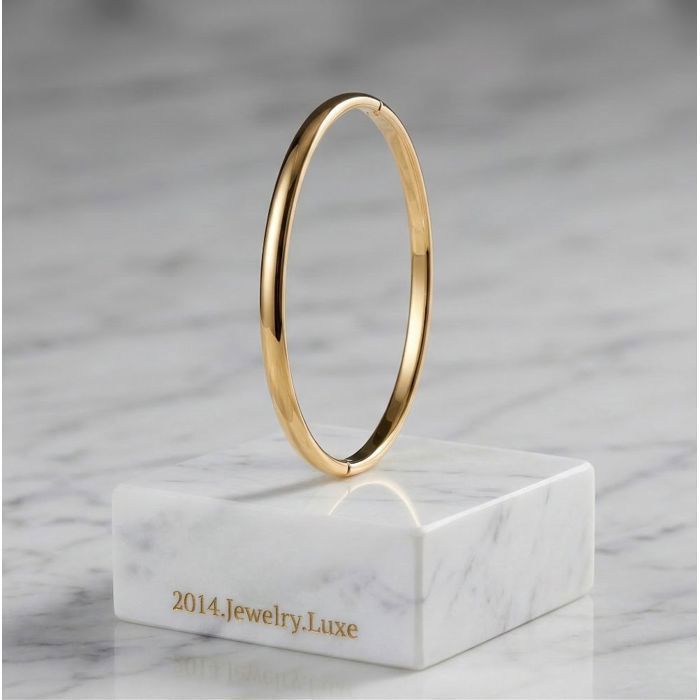 Bracelet - Jonc - Rigide - Plaqué Or Jaune 750/1000 - Épaisseur 4 mm - 64 mm - Femme