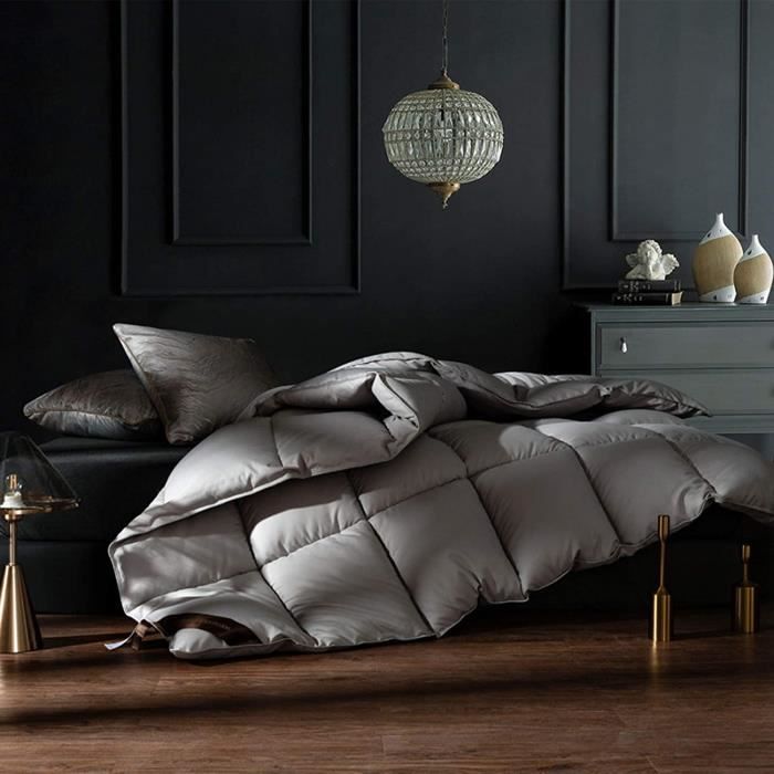 Parure de lit en duvet d'oie blanche et couette, hypoallergénique, 100 coton, antiacariens et