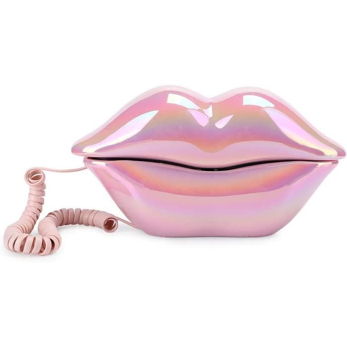Téléphone filaire en forme de bouche en plastique rouge. Design des années 1980., Vente aux