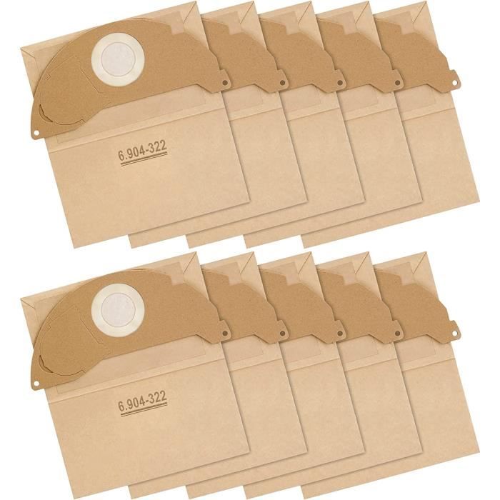 WD2 Lot de 10 sacs filtrants en papier pour aspirateur Kärcher WD2 MV2 A  2003-2024-2054 Remplace les sacs WD2 A71 - Cdiscount Electroménager