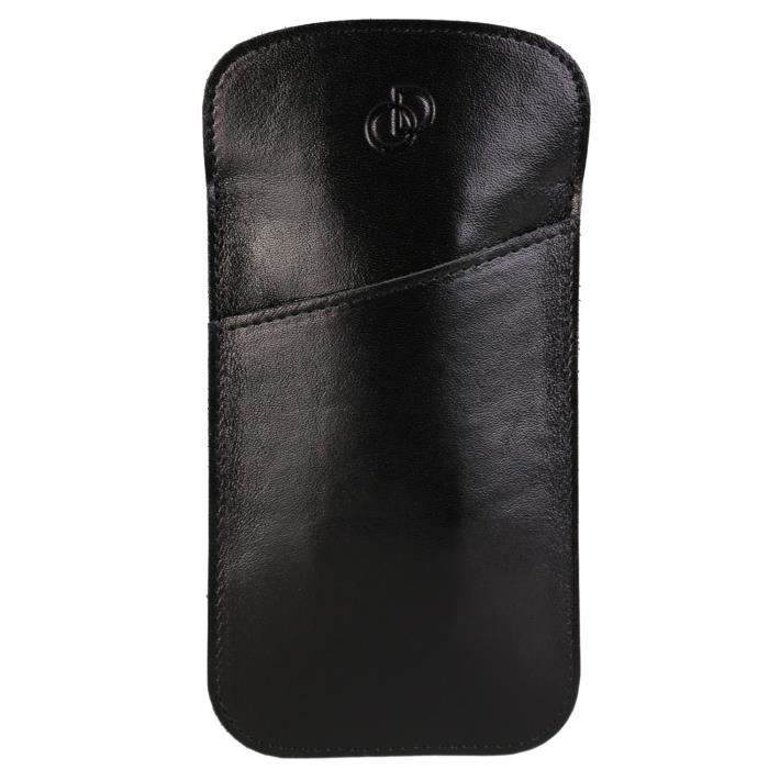 Etui à lunettes de soleil en cuir Olimar Dor - Mobile-LDS - Noir - Pochette 17 5 x 9 cm
