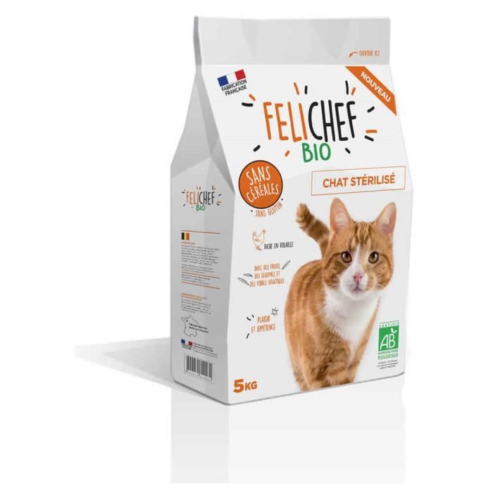 Comparer les prix de Felichef - Croquettes sans céréales chat stérilisé Volaille 5kg