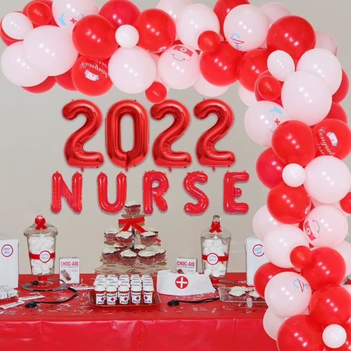 Infirmière Décorations de fête de remise des diplômes Ballons Guirlande Kit  Ballon blanc rouge Numéro 2022 Ballon en aluminium[79] - Cdiscount Maison