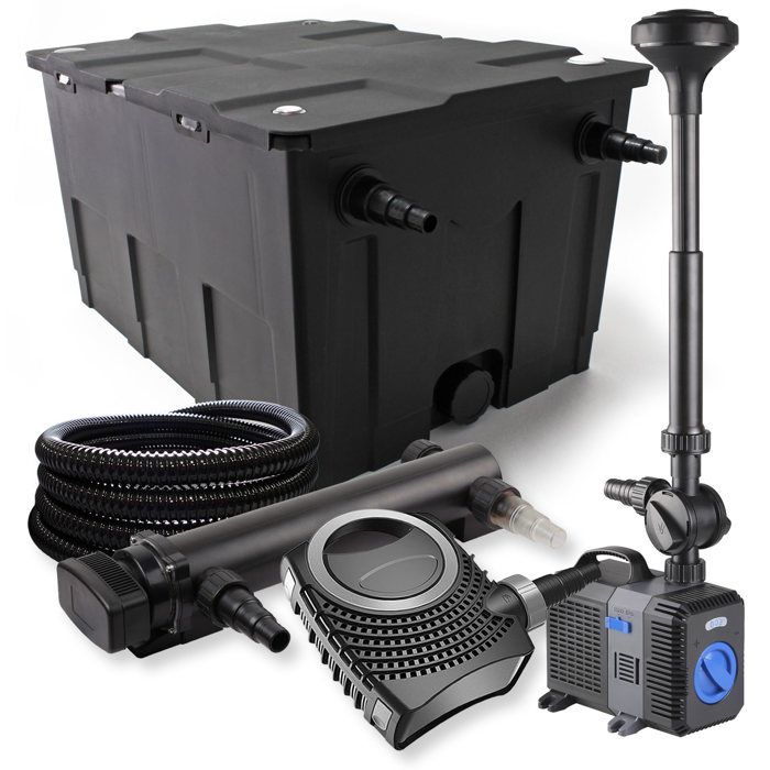 SunSun Kit complet: CBF-550 Filtre de bassin jusquà 60000 L NEO10000 pompe de filtration 10000l/h 80W CUV-336 lampe uv 36W 25m T